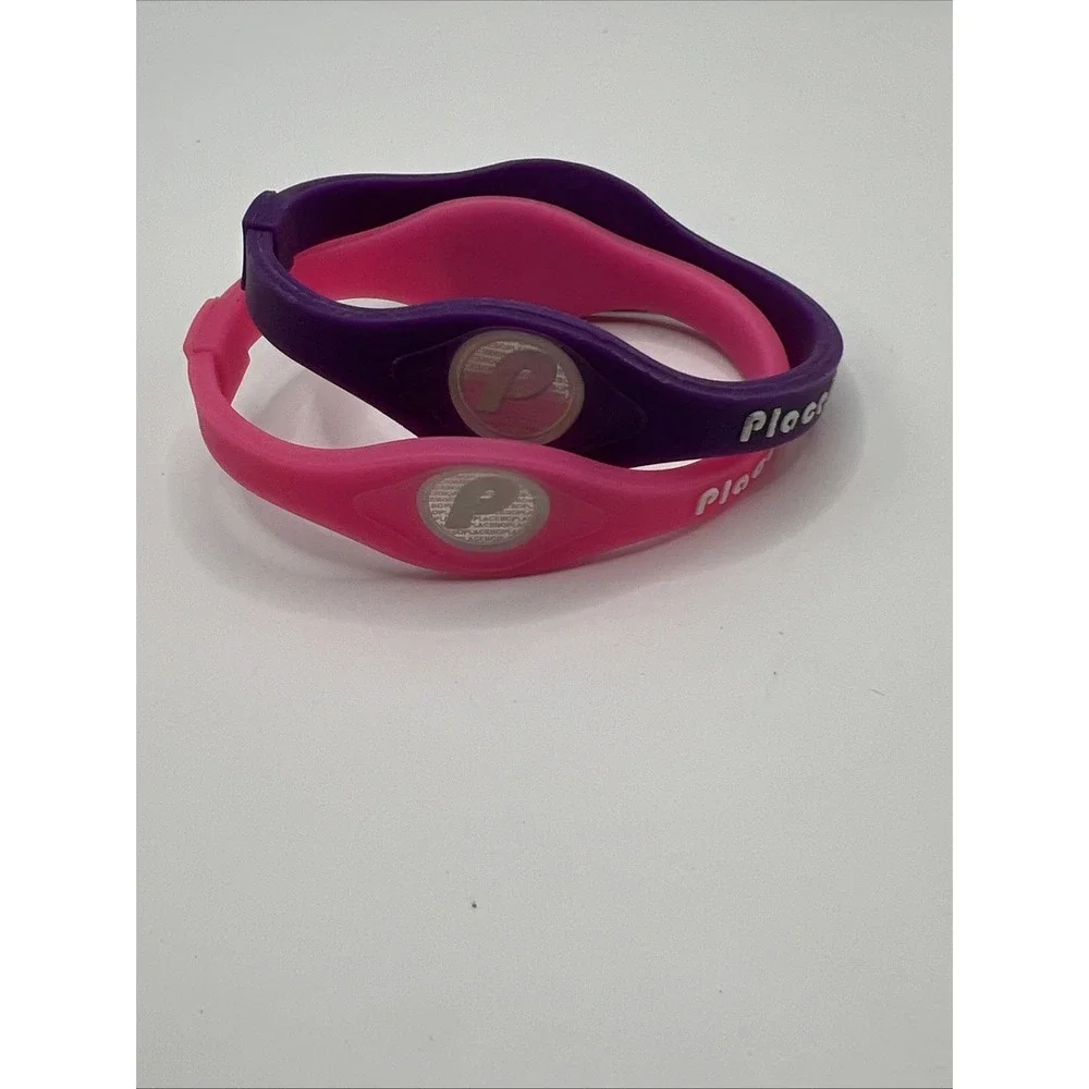 2 Placebo Silicone The Power Of Belief Hologram Wristbands Pink Purple Athletic